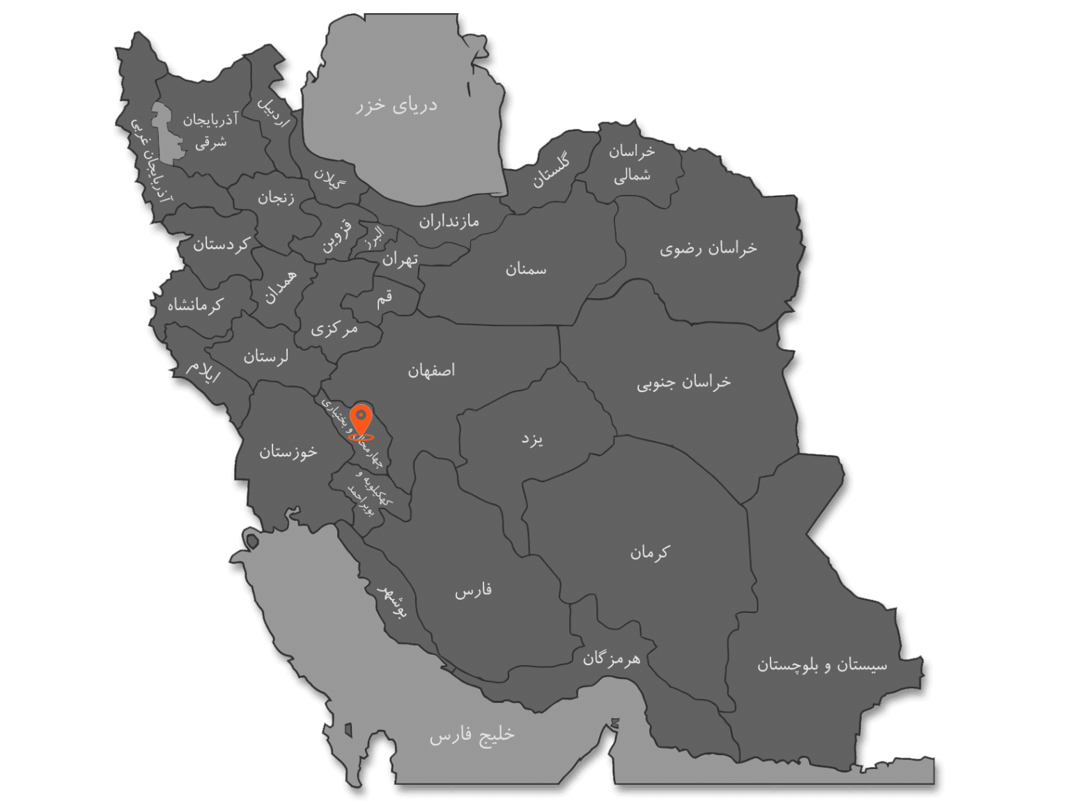 موقعیت چهارمحال بختیاری روی نقشه ایران